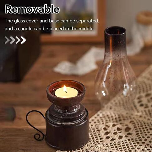 Lamplight Oil Lamp, Vintage Tealight Holder Old Fashioned Light Up Lantern Antique Kerosene Lamp Tabletop Decorative Candle Lantern(01) in Saudi Arabia