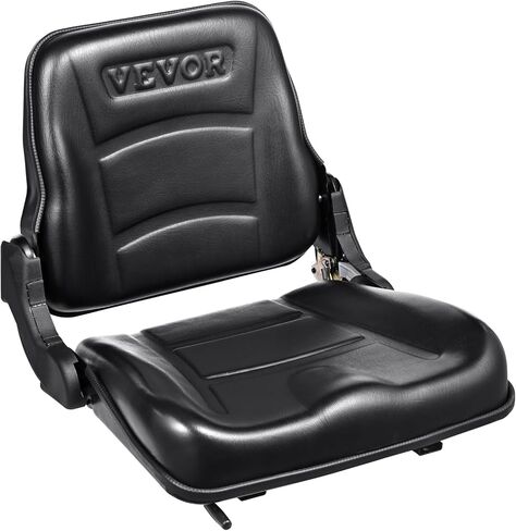 VEVOR Universal Forklift Seat, Fold Down Tractor Seat with Adjustable Angle Back, Micro Switch and Retractable Seatbelt, 6.3-13.4 inch Slot Forklift Seat for Tractor Loader Excavator in Saudi Arabia