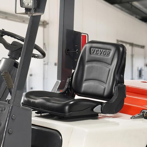 VEVOR Universal Forklift Seat, Fold Down Tractor Seat with Adjustable Angle Back, Micro Switch and Retractable Seatbelt, 6.3-13.4 inch Slot Forklift Seat for Tractor Loader Excavator in Saudi Arabia