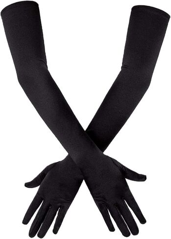 SAVITA Long Elbow Satin Gloves 21 inch Stretchy 1920s Opera Gloves Evening Party Dance Gloves for Women in Saudi Arabia