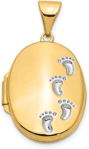 14K Yellow Gold Footprints Locket 25x17mm in Saudi Arabia