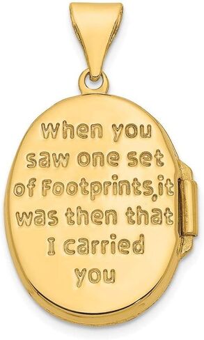 14K Yellow Gold Footprints Locket 25x17mm in Saudi Arabia