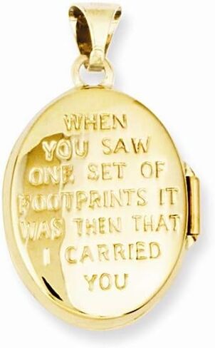 14K Yellow Gold Footprints Locket 25x17mm in Saudi Arabia
