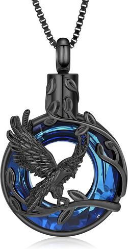 The Tree of Life Urn Necklace for Ashes Eagle Ring Cremation Jewelry Circle of Life Keepsake Memorial Pendant Human Pets Ash Holder Gift for Women Men in Kuwait