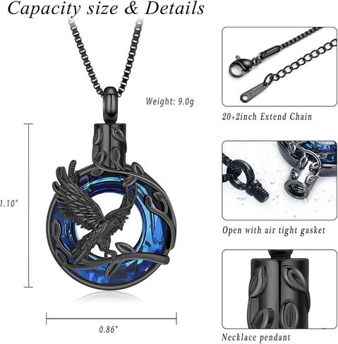 The Tree of Life Urn Necklace for Ashes Eagle Ring Cremation Jewelry Circle of Life Keepsake Memorial Pendant Human Pets Ash Holder Gift for Women Men in Kuwait
