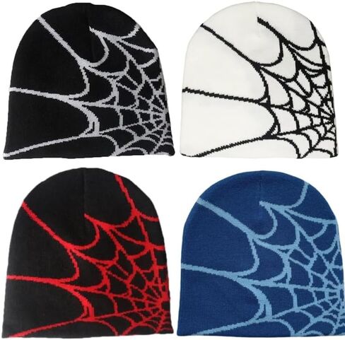 Knitting Hat Men Women Quality Cap Warm Cap Harajuku Beanie Gothic Spider Pattern Wool Acrylic Y2k Knitted Hat… in Saudi Arabia