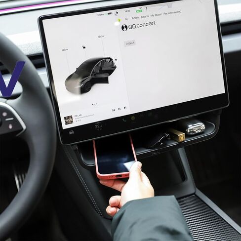 Under Screen Storage Box for Tesla Model Y Model 3 ABS Center Console Organizer with Silicone Pad for Model 3/Y Interior Accessories 2024-2020 in Saudi Arabia