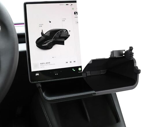 Under Screen Storage Box for Tesla Model Y Model 3 ABS Center Console Organizer with Silicone Pad for Model 3/Y Interior Accessories 2024-2020 in Saudi Arabia