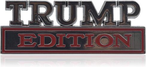 ملصق شعار Universal Trump Edition شعار استبدال سيارة شاحنة SUV متوافق مع Ford F150 Jeep Dodger شيفروليه شارة الباب الخلفي شارة الشبكة الأمامية غطاء محرك السيارة (فضي + أحمر) in Kuwait
