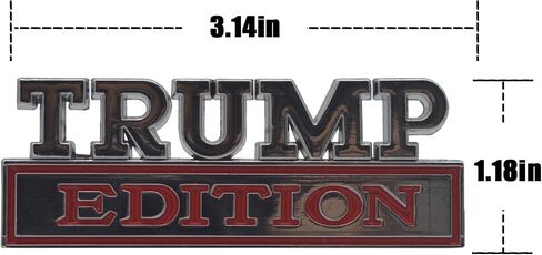 ملصق شعار Universal Trump Edition شعار استبدال سيارة شاحنة SUV متوافق مع Ford F150 Jeep Dodger شيفروليه شارة الباب الخلفي شارة الشبكة الأمامية غطاء محرك السيارة (فضي + أحمر) in Kuwait