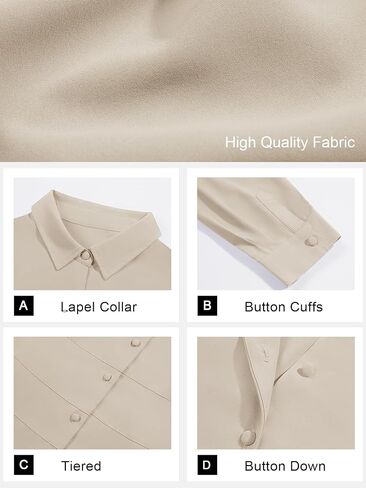 Beautife Women's Plus Size Button Down Shirts Long Sleeve Dressy Casual Blouse V Neck Collared Tiered Slimming Peplum Tops in Saudi Arabia