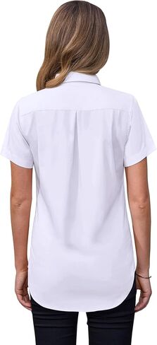 siliteelon Dress Shirts for Women Short Sleeve Cotton Button Down Shirt Basic Button Up Shirt Collared Shirts Work Shirt in Saudi Arabia