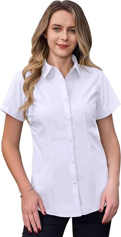 siliteelon Dress Shirts for Women Short Sleeve Cotton Button Down Shirt Basic Button Up Shirt Collared Shirts Work Shirt in Saudi Arabia