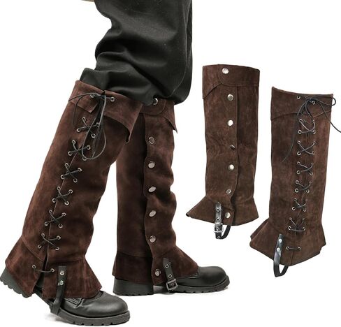 Medieval Leg Covers Slim Fit Pirate Renaissance Faux Leather Steampunk Costume for Boots in Saudi Arabia