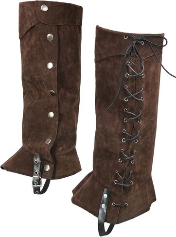 Medieval Leg Covers Slim Fit Pirate Renaissance Faux Leather Steampunk Costume for Boots in Saudi Arabia