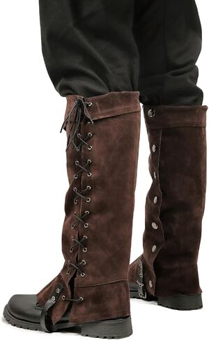Medieval Leg Covers Slim Fit Pirate Renaissance Faux Leather Steampunk Costume for Boots in Saudi Arabia