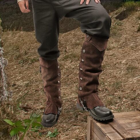Medieval Leg Covers Slim Fit Pirate Renaissance Faux Leather Steampunk Costume for Boots in Saudi Arabia