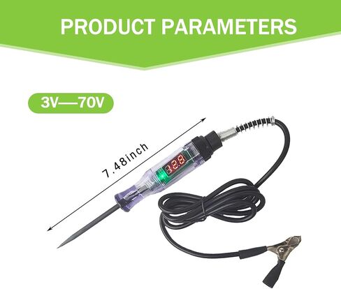 1 PC Car Digital Display LED Circuit Test Pen, 3V-70V Multi-Function Induction Test Pen, High-Definition Digital Display Pen Induction Long Probe, Suitable for Most Car Models (Black) in Saudi Arabia