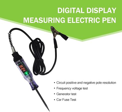 1 PC Car Digital Display LED Circuit Test Pen, 3V-70V Multi-Function Induction Test Pen, High-Definition Digital Display Pen Induction Long Probe, Suitable for Most Car Models (Black) in Saudi Arabia