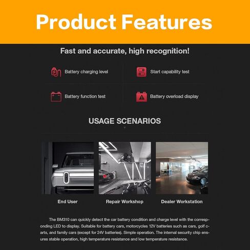 جهاز فحص بطارية السيارة، جهاز فحص حالة البطارية، جهاز اختبار بطارية السيارات 12 فولت واختبار المولد، جهاز اختبار المولد الرقمي للسيارات مع مؤشر LED، مؤشر اختبار حمل السيارات للسيارة والشاحنات وسيارات الدفع الرباعي in Kuwait