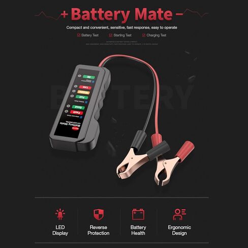 جهاز فحص بطارية السيارة، جهاز فحص حالة البطارية، جهاز اختبار بطارية السيارات 12 فولت واختبار المولد، جهاز اختبار المولد الرقمي للسيارات مع مؤشر LED، مؤشر اختبار حمل السيارات للسيارة والشاحنات وسيارات الدفع الرباعي in Kuwait