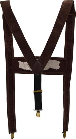 Lederhosen Suspenders German Oktoberfest Alpine Fedora Hat Adult Costume Set in Kuwait