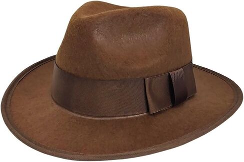 Adult Brown Adventurer Fedora Hat Mobster Felt Panama Gatsby Costume Accessory in Kuwait