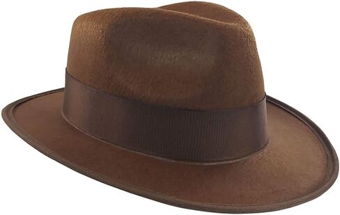 Adult Brown Adventurer Fedora Hat Mobster Felt Panama Gatsby Costume Accessory in Kuwait