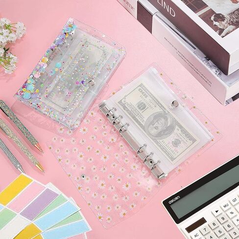 36 Pieces A6 Binder PVC Cover with 10 Clear Binder Pockets, Waterproof 6-Ring Budget Binder Envelopes System Budget Planner Organizer, Budget Sheets & Card Bags & Papers & Label for Cash Envelopes in Saudi Arabia