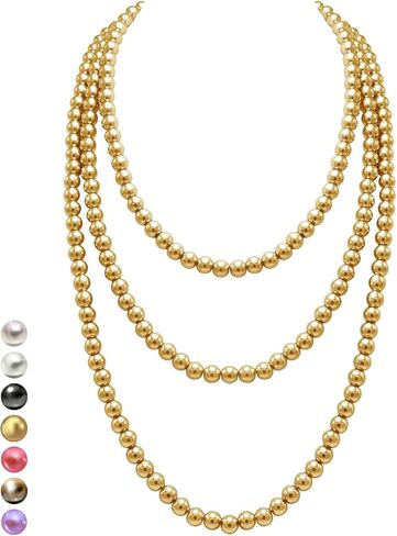 Halukakah 1920s Long Pearl Necklace for Women - Exquisite Natural Cultured Pearls - Luxurious 8mm Strand with Timeless Elegance - Length 60"/71" - Perfect for Special Occasions in Saudi Arabia
