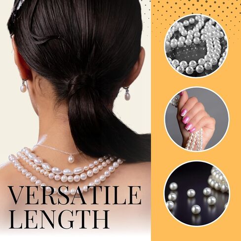 Halukakah 1920s Long Pearl Necklace for Women - Exquisite Natural Cultured Pearls - Luxurious 8mm Strand with Timeless Elegance - Length 60"/71" - Perfect for Special Occasions in Saudi Arabia