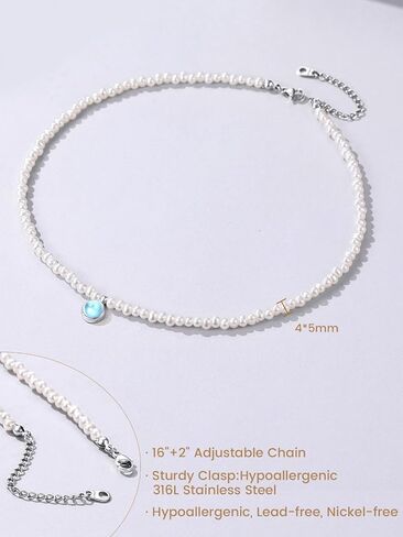 Baroque Pearl Necklace for Women, Birthstone Choker 4/5 MM Dainty Imitation Pearl Necklaces Wedding Pearl Necklace Delicate Jewelry for Women Simple Bridesmaid Jewelry Gifts in Saudi Arabia