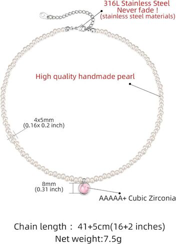 Baroque Pearl Necklace for Women, Birthstone Choker 4/5 MM Dainty Imitation Pearl Necklaces Wedding Pearl Necklace Delicate Jewelry for Women Simple Bridesmaid Jewelry Gifts in Saudi Arabia