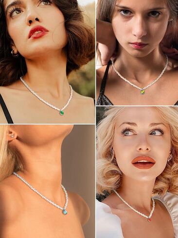 Baroque Pearl Necklace for Women, Birthstone Choker 4/5 MM Dainty Imitation Pearl Necklaces Wedding Pearl Necklace Delicate Jewelry for Women Simple Bridesmaid Jewelry Gifts in Saudi Arabia