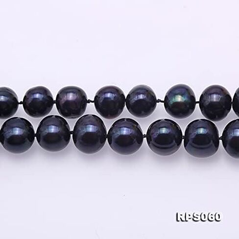 مجموعة مجوهرات نسائية AA + 10-11 ملم عقد من اللؤلؤ الأسود وقلادة وسوار من لؤلؤ المياه العذبة الدائرية in Kuwait