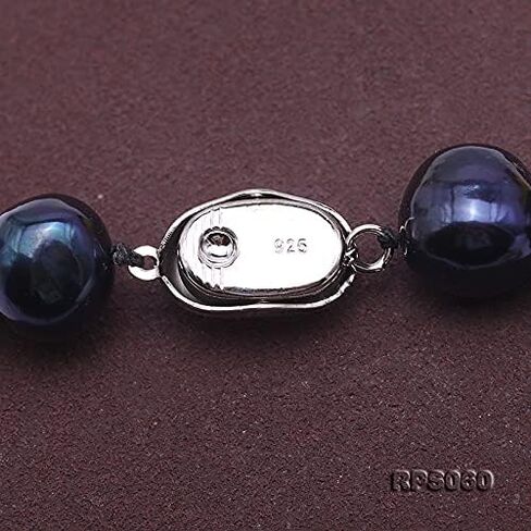 مجموعة مجوهرات نسائية AA + 10-11 ملم عقد من اللؤلؤ الأسود وقلادة وسوار من لؤلؤ المياه العذبة الدائرية in Kuwait