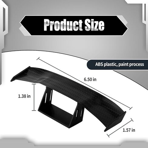 3 قطع جناح خلفي صغير لصندوق السيارة، مقاس 6.6 بوصة، نسيج من ألياف الكربون مخصص لتزيين جناح الذيل المعدل GT، بدون ملحقات خارجية مثقوبة، عالمية لمعظم السيارات (أسود) in Kuwait