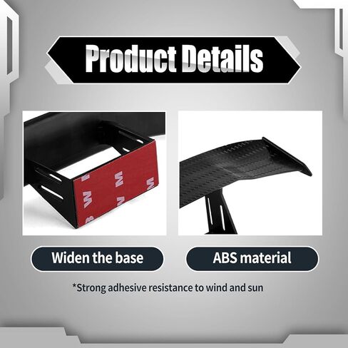 3 قطع جناح خلفي صغير لصندوق السيارة، مقاس 6.6 بوصة، نسيج من ألياف الكربون مخصص لتزيين جناح الذيل المعدل GT، بدون ملحقات خارجية مثقوبة، عالمية لمعظم السيارات (أسود) in Kuwait