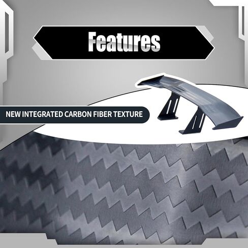 3 قطع جناح خلفي صغير لصندوق السيارة، مقاس 6.6 بوصة، نسيج من ألياف الكربون مخصص لتزيين جناح الذيل المعدل GT، بدون ملحقات خارجية مثقوبة، عالمية لمعظم السيارات (أسود) in Kuwait