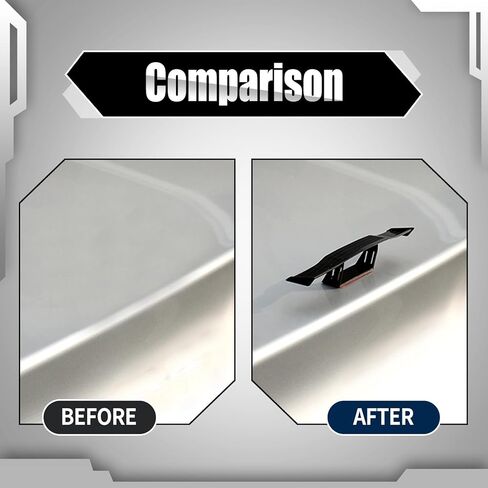 3 قطع جناح خلفي صغير لصندوق السيارة، مقاس 6.6 بوصة، نسيج من ألياف الكربون مخصص لتزيين جناح الذيل المعدل GT، بدون ملحقات خارجية مثقوبة، عالمية لمعظم السيارات (أسود) in Kuwait