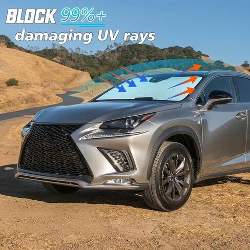 Foldable Windshield Sun Shade Compatible with Lexus RX 2024 2023 2022 2021 2020 2019 2018 2017 2016,Front Window Lexus RX Sunshade Sun Visor Cover Blocks UV Rays Keep Your Car Cooler in Kuwait