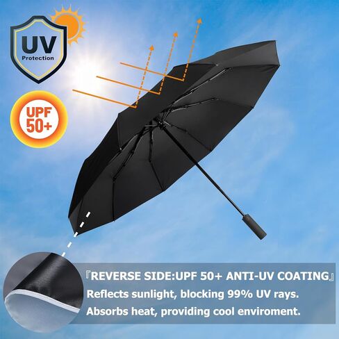 Automatic Umbrella Compact Auto Open Close Folding Umbrella Large Rain Umbrella for Travel UV Umbrella for Sun Portable Lightweight Windproof Waterproof Car Umbrella for Men Women 10 Ribs in Saudi Arabia