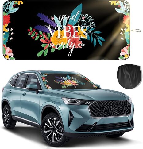 Windshield Sun Shade, Beautiful Print Design Foldable Car Shades for Front Windows Protect The Vehicle from High Temperature Damage and UV Reflection, Interior Accessories for Cars Truck SUV in Kuwait