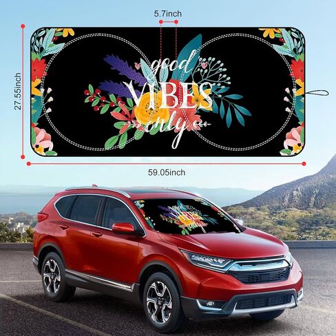 Windshield Sun Shade, Beautiful Print Design Foldable Car Shades for Front Windows Protect The Vehicle from High Temperature Damage and UV Reflection, Interior Accessories for Cars Truck SUV in Kuwait