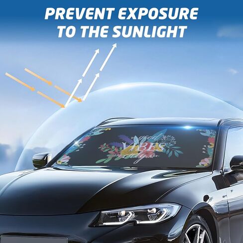 Windshield Sun Shade, Beautiful Print Design Foldable Car Shades for Front Windows Protect The Vehicle from High Temperature Damage and UV Reflection, Interior Accessories for Cars Truck SUV in Kuwait