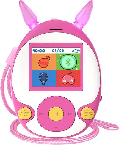 مشغل MP3 سعة 64 جيجابايت للأطفال، مشغل MP3 BluKaSa Bluetooth للأطفال مع مكبر صوت ومسجل ألعاب وإضاءة أذن وراديو FM ومشغل MP3 لموسيقى الأطفال قابل للتوسيع حتى 128 جيجابايت (سماعة الأذن وكابل Aux وحبل متضمن) in Kuwait