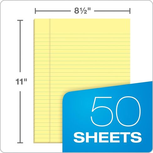 وسادات كتابة TOPS The Legal Pad Plus، لاصق علوي، 8-1/2 بوصة × 11 بوصة، قاعدة قانونية، ورق كناري، 50 ورقة، 12 حزمة (71522) in Saudi Arabia