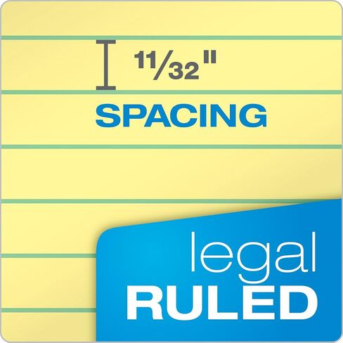 وسادات كتابة TOPS The Legal Pad Plus، لاصق علوي، 8-1/2 بوصة × 11 بوصة، قاعدة قانونية، ورق كناري، 50 ورقة، 12 حزمة (71522) in Saudi Arabia