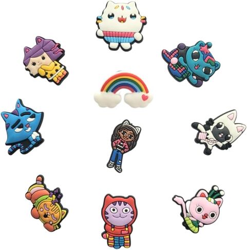 Cartoon Gabby and Cats Shoe Decoration Charm 10PCS Set in Saudi Arabia