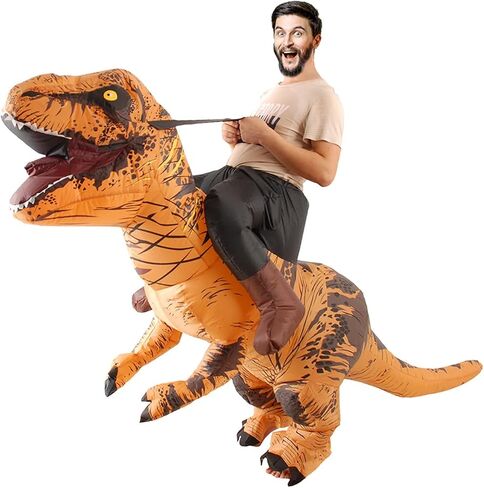 Inflatable Dinosaur Costume Adult, Blow Up Halloween Costumes Riding Dinosaur Inflatable Costume Adult 5'4" to 6'3" in Saudi Arabia